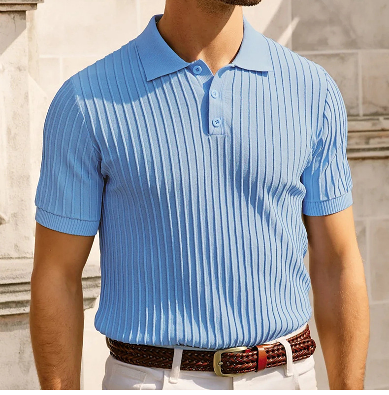 Mens Textured Knit Polo Shirts 11