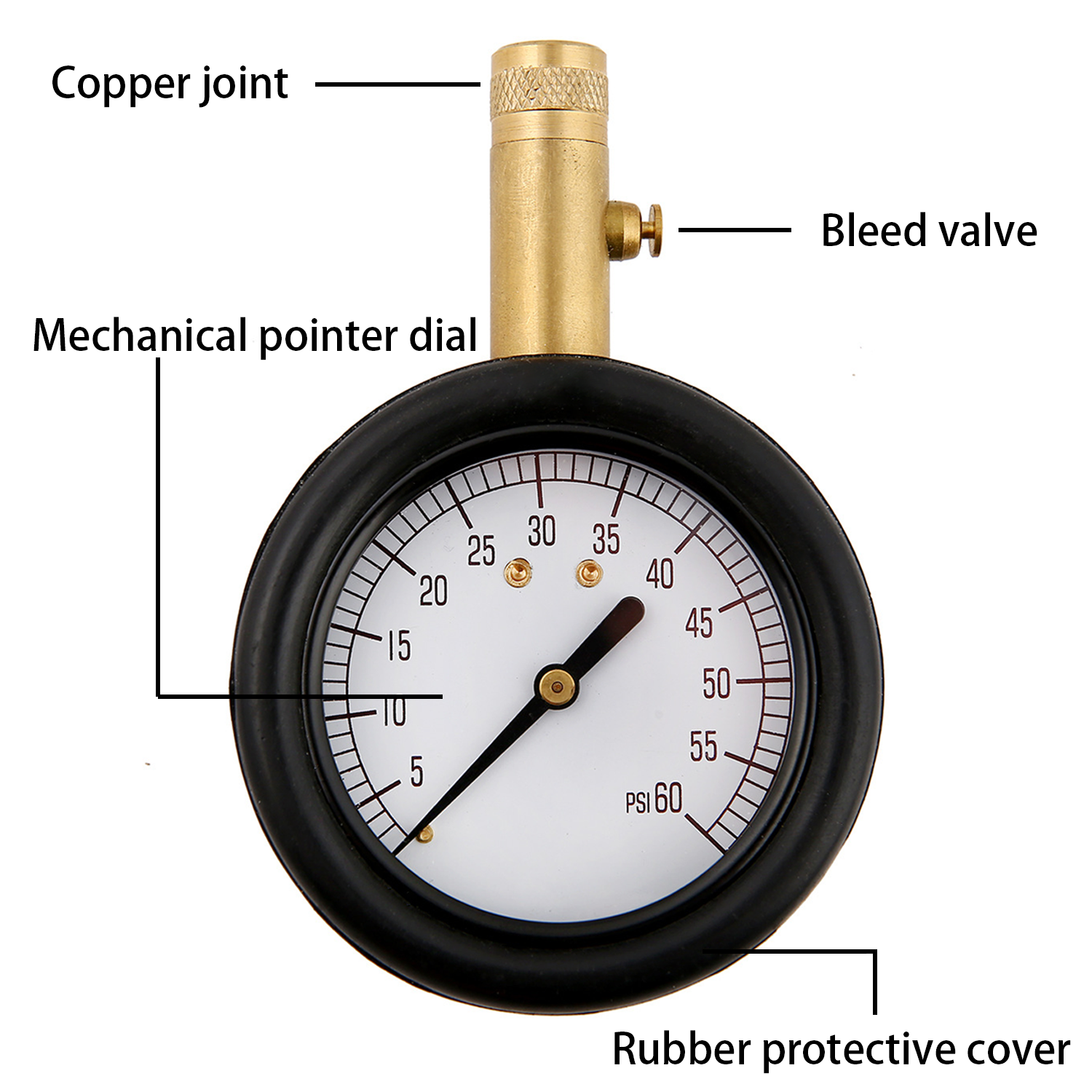 60 PSI Dial Tire Gauge w/ Silicone Cover 5