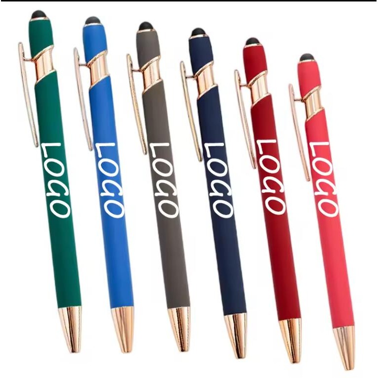 Soft Touch Ballpoint Pen with Rose Gold Accent 8