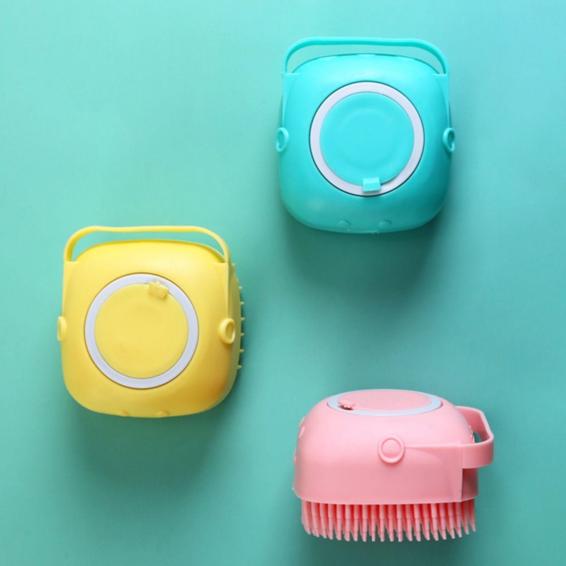 Pet Bath Silicone Brush With Soap And Shampoo Dispenser 8