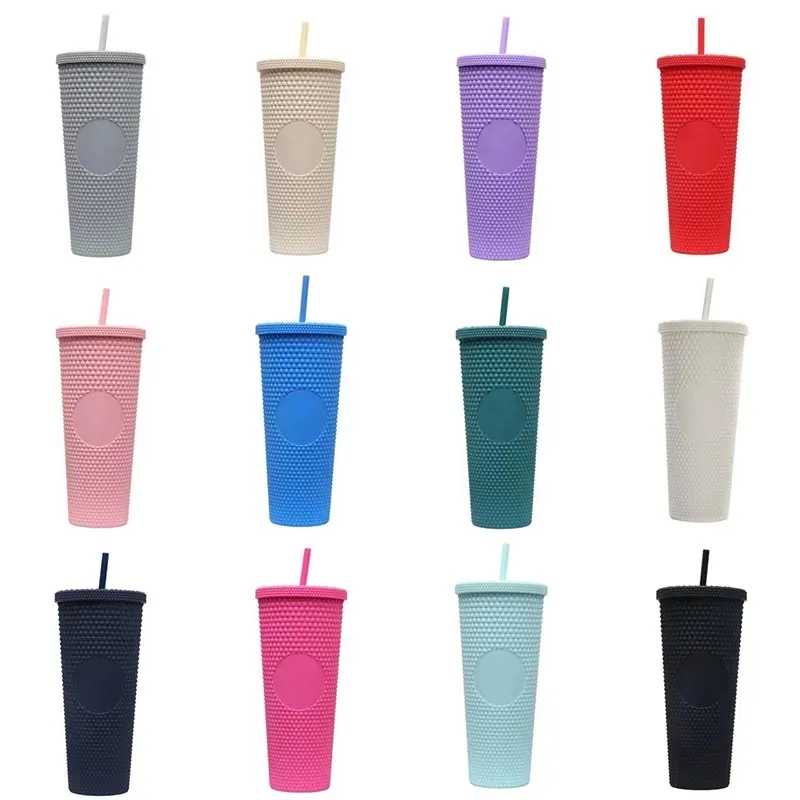 24oz Studded Double Wall Tumbler with Straw 7