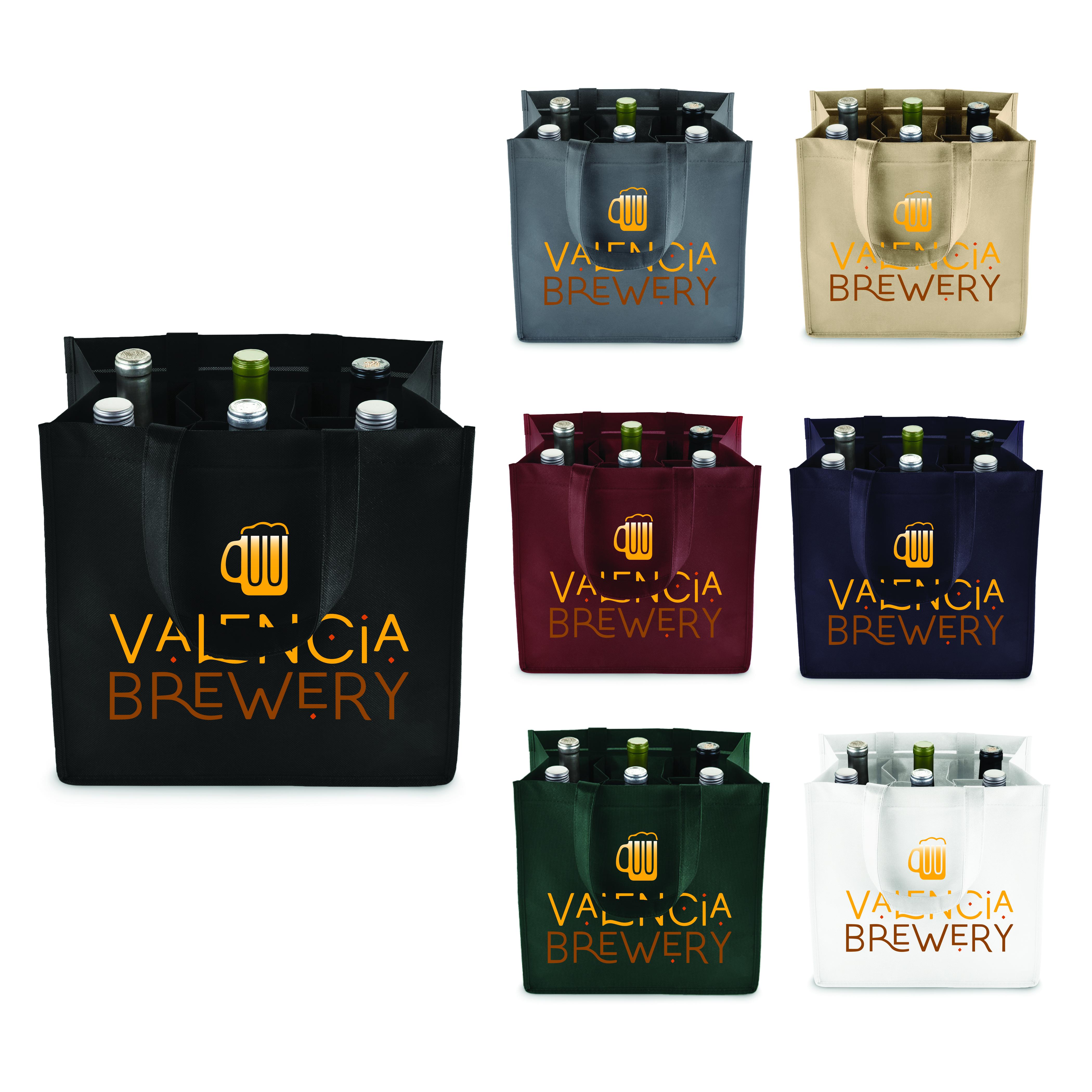 True® 6 Bottle Non-Woven Wine Tote 12