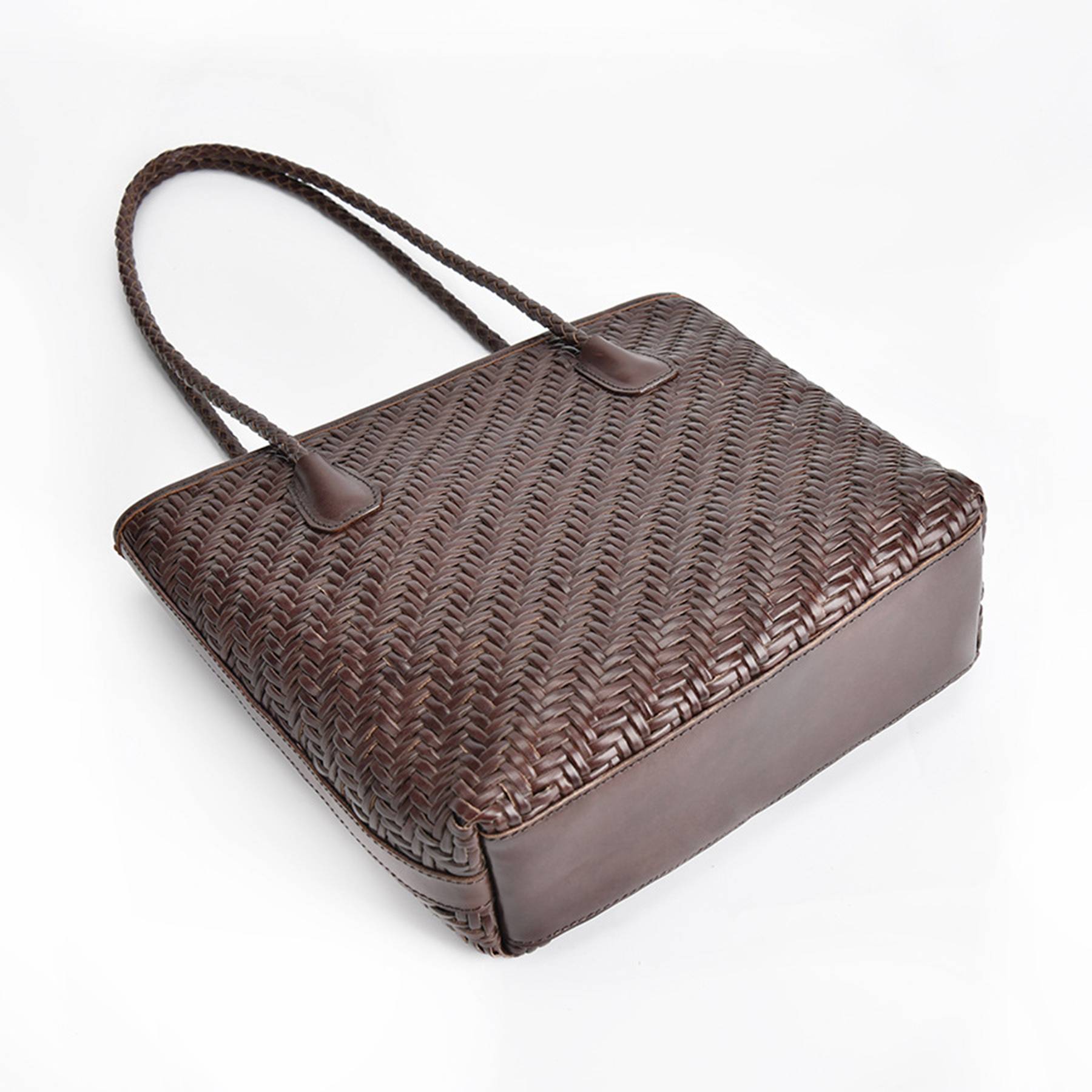 Genuine Leather Hand Woven Ladies Tote Bag, custom tote bag with logo imprint 4