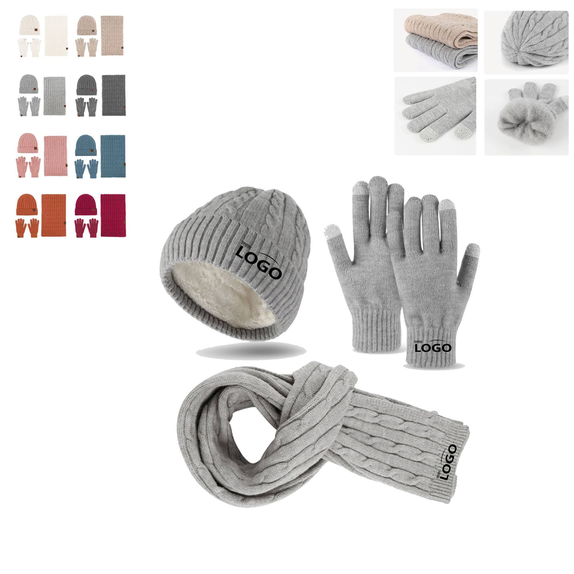 Winter Hat Scarf Gloves Set With Your Logo 3