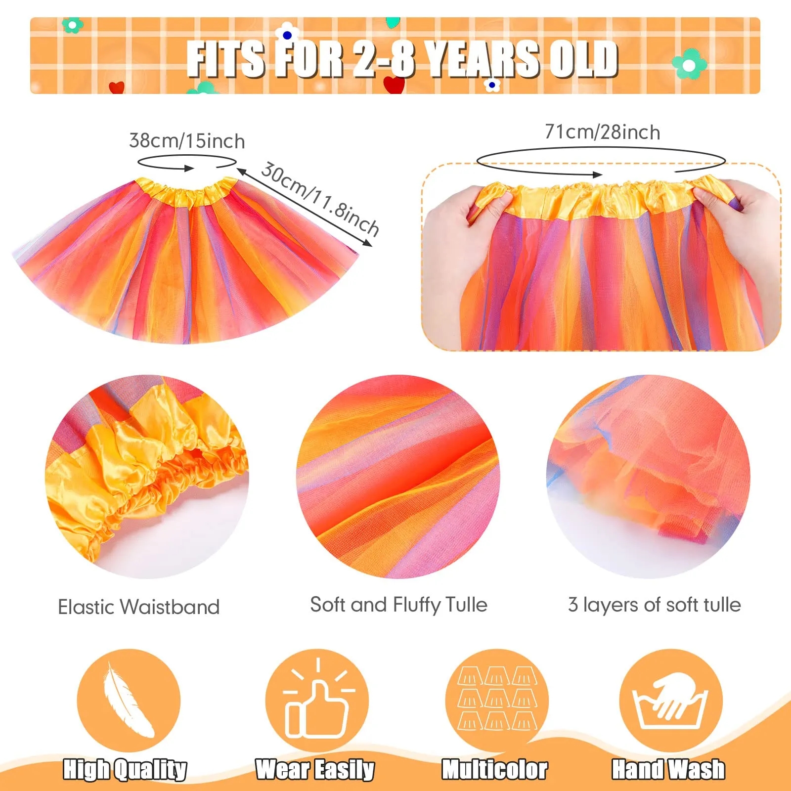 Rainbow Tutu 3 Layer Dress Skirt Toddler 2