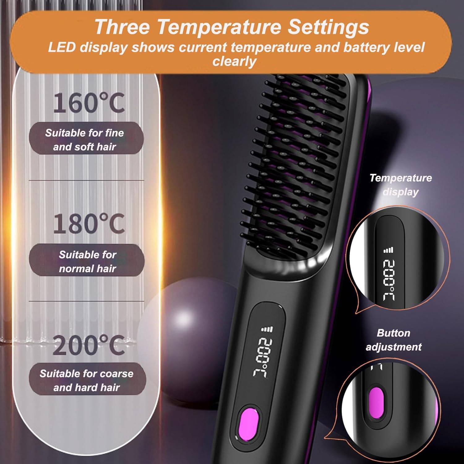 Travel Portable Rechargeable Hair Straightener Comb 4