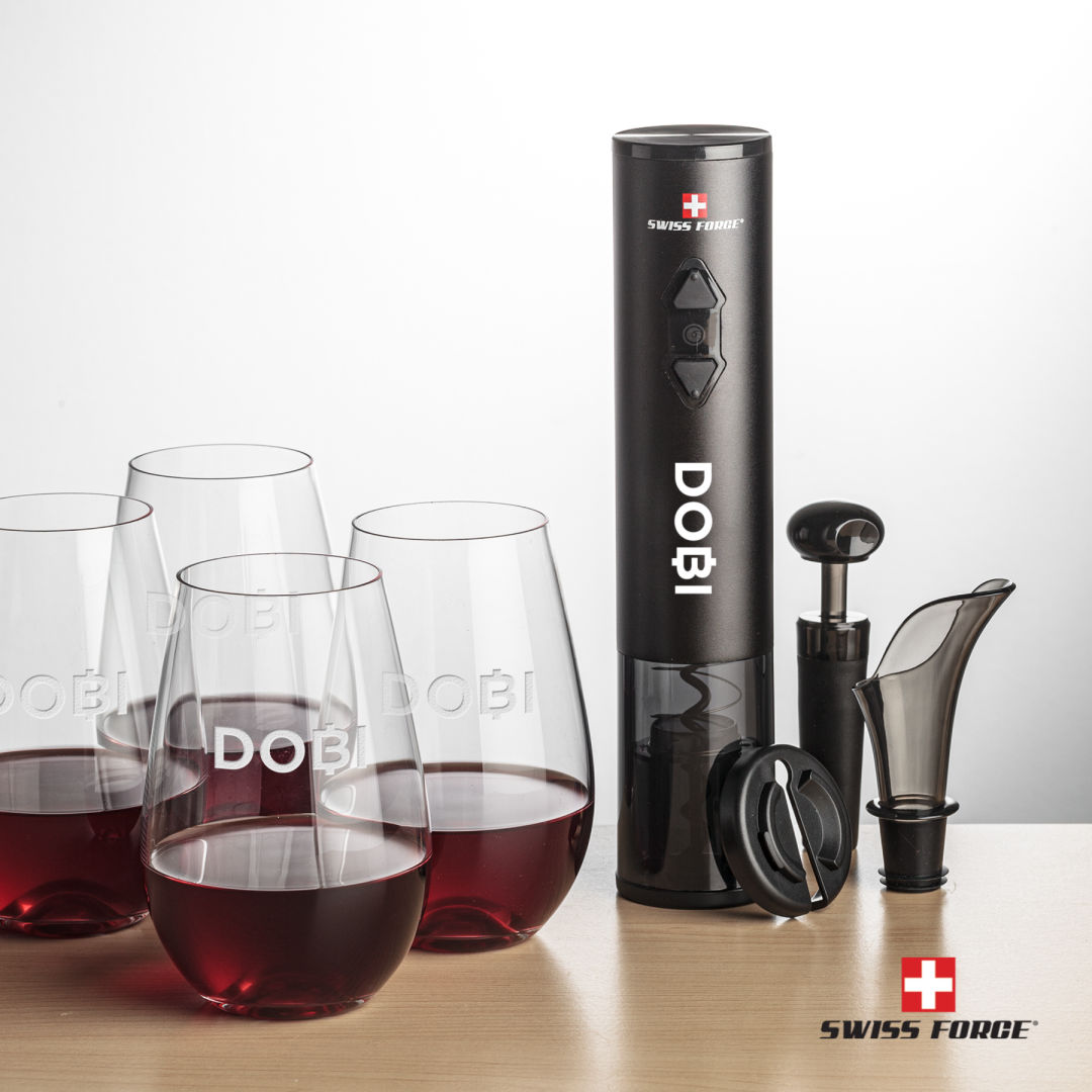 Swiss Force® Opener Set & Boston Stemless Wine 4