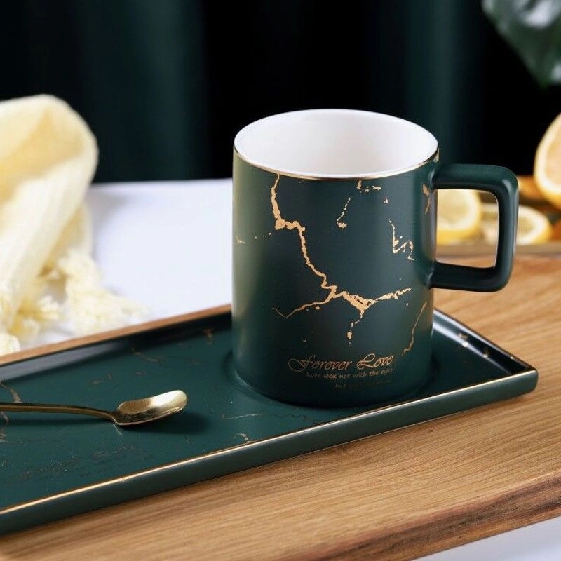 Custom 9 oz Ceramic Coffee Mug Saucer Set 6