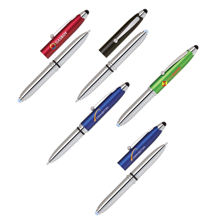 3 in 1 Stylus Pen with LED Flashlight (plastic) 1
