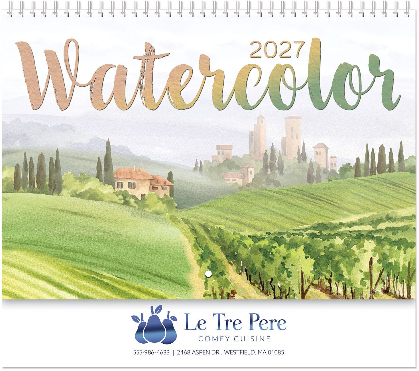 WATER COLOR SPIRAL WALL CALENDAR 9