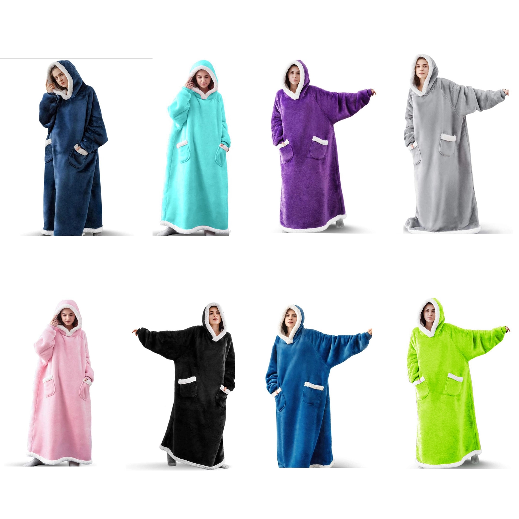 Oversized Microfiber & Sherpa Wearable Blanket 4