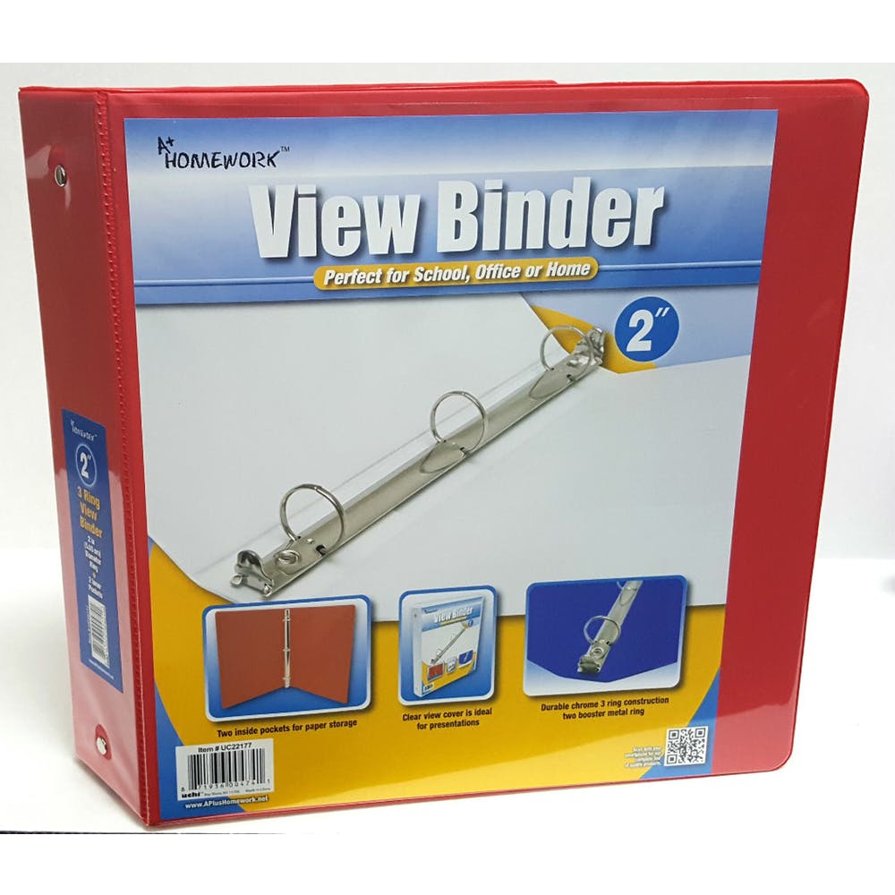 2" 3-Ring Binders - Red 2 Pockets View Cover 1