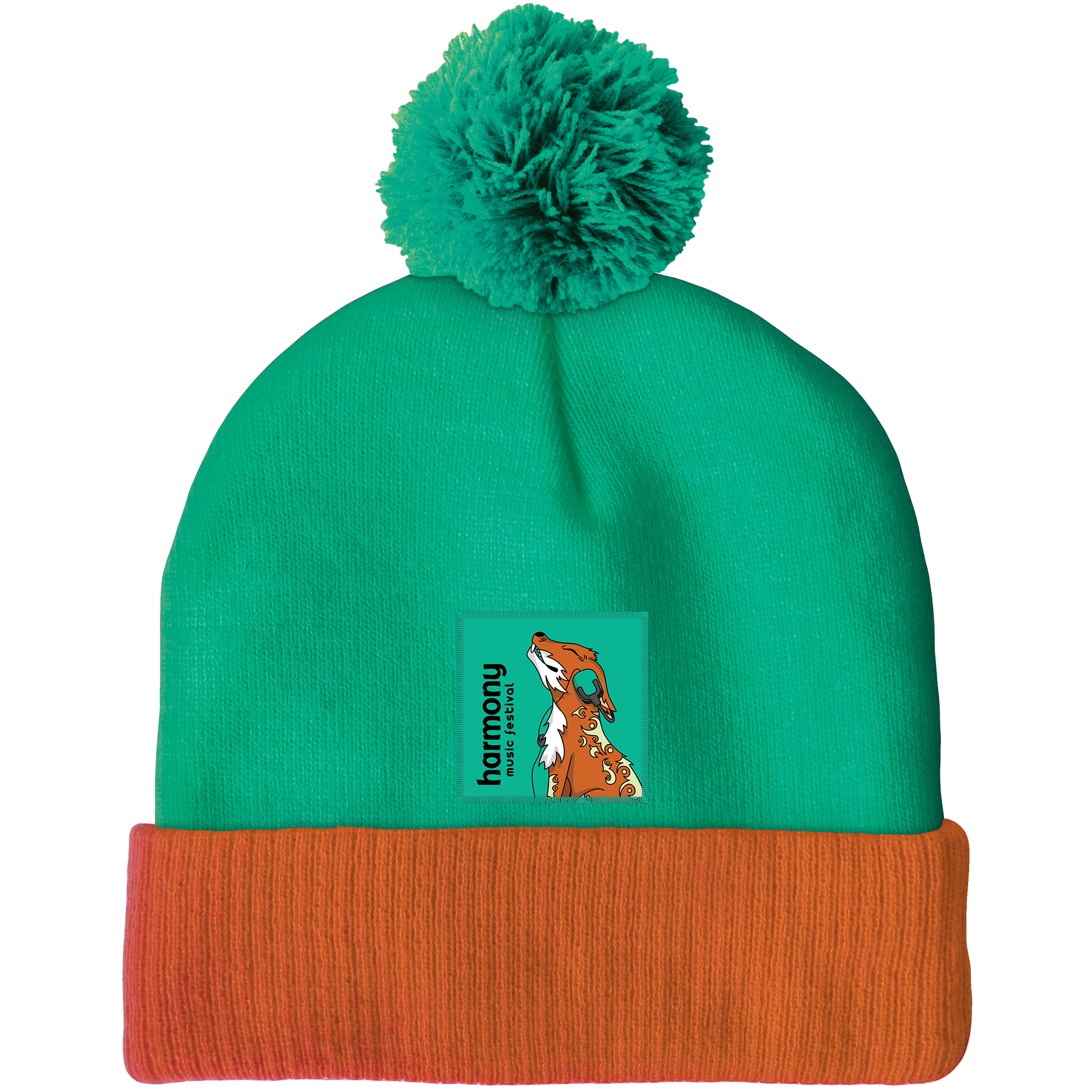 Knit Beanie with Pom and Ribbed Cuff (Printed Logo) 6