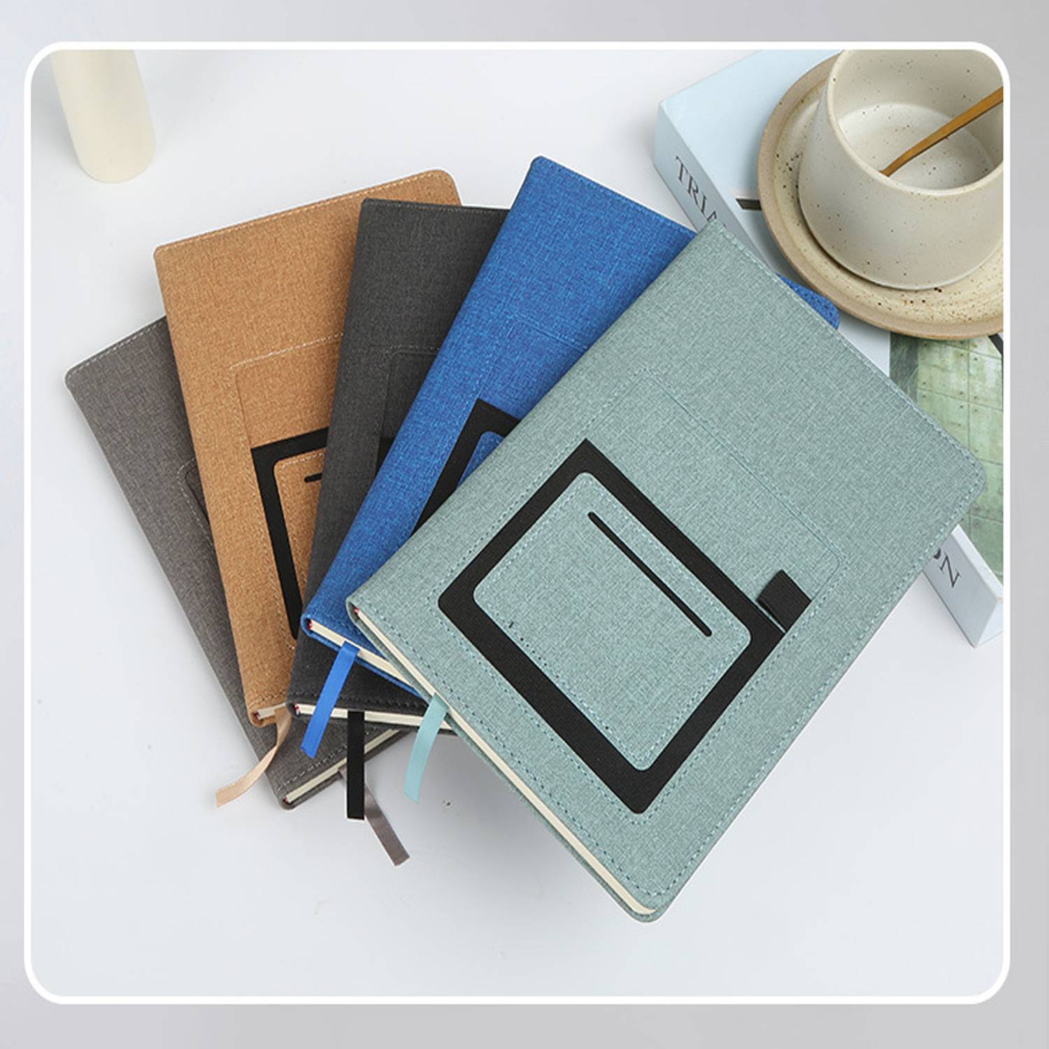 A5 Commercial Leather Cover Notebook With Pocket 5