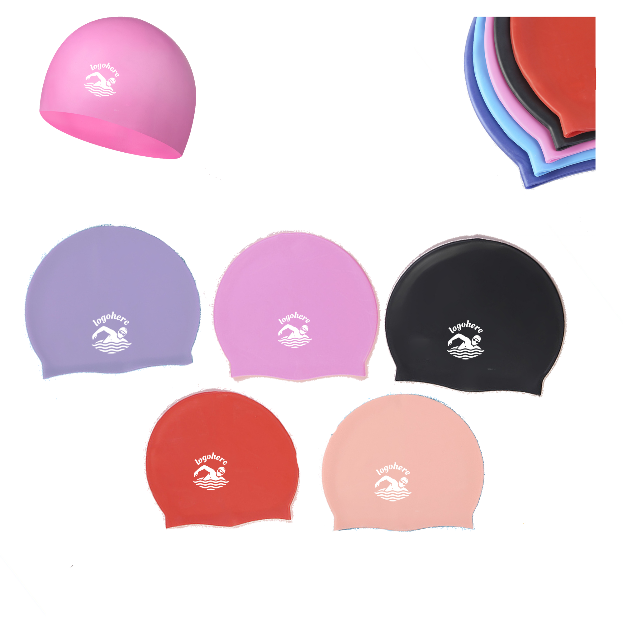 MOQ 30 Custom Logo Silicone Swim Cap 2