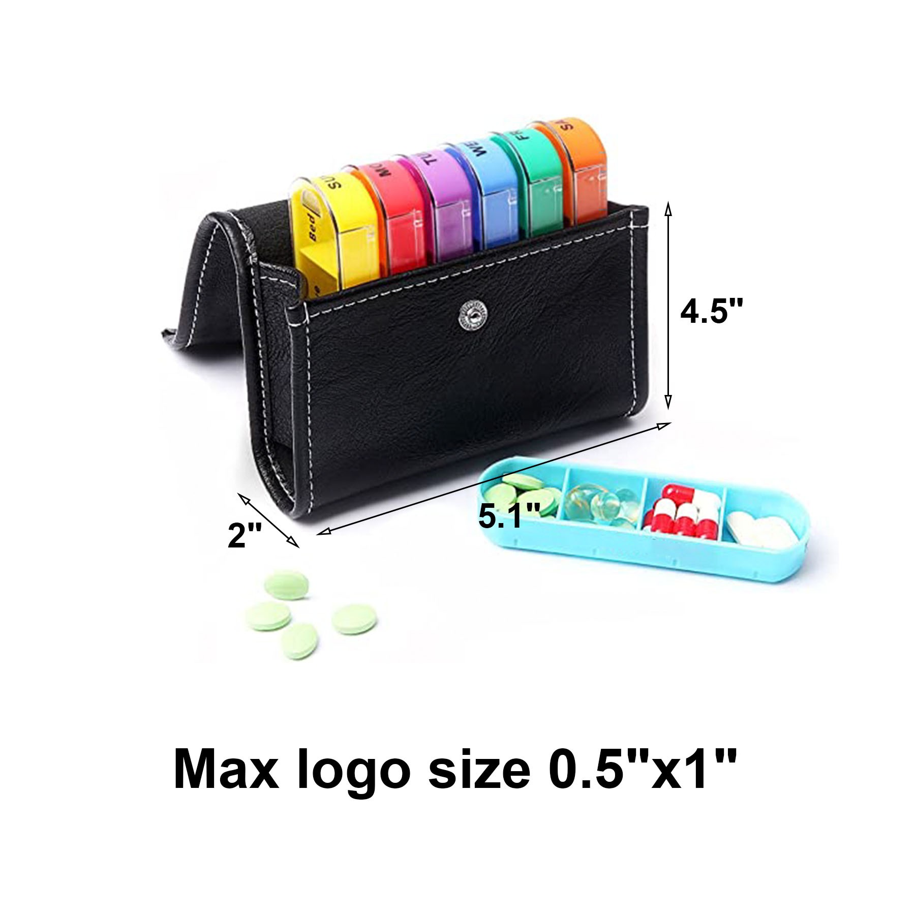Weekly Pill Organizer 2 Times a Day with PU Leather 3