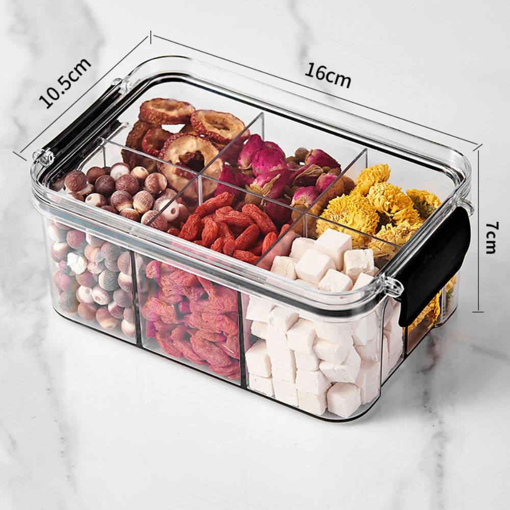 6 Grids Sealed Transparent Storage Box With Lid 2