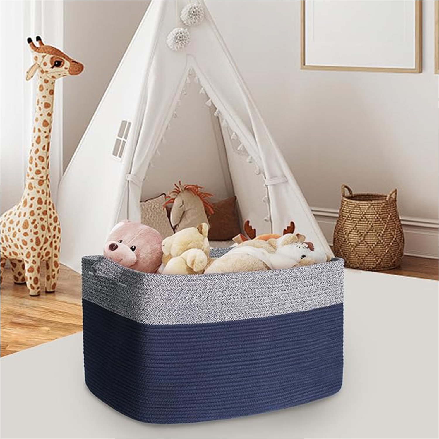 Foldable Cotton Rope Storage Basket 9