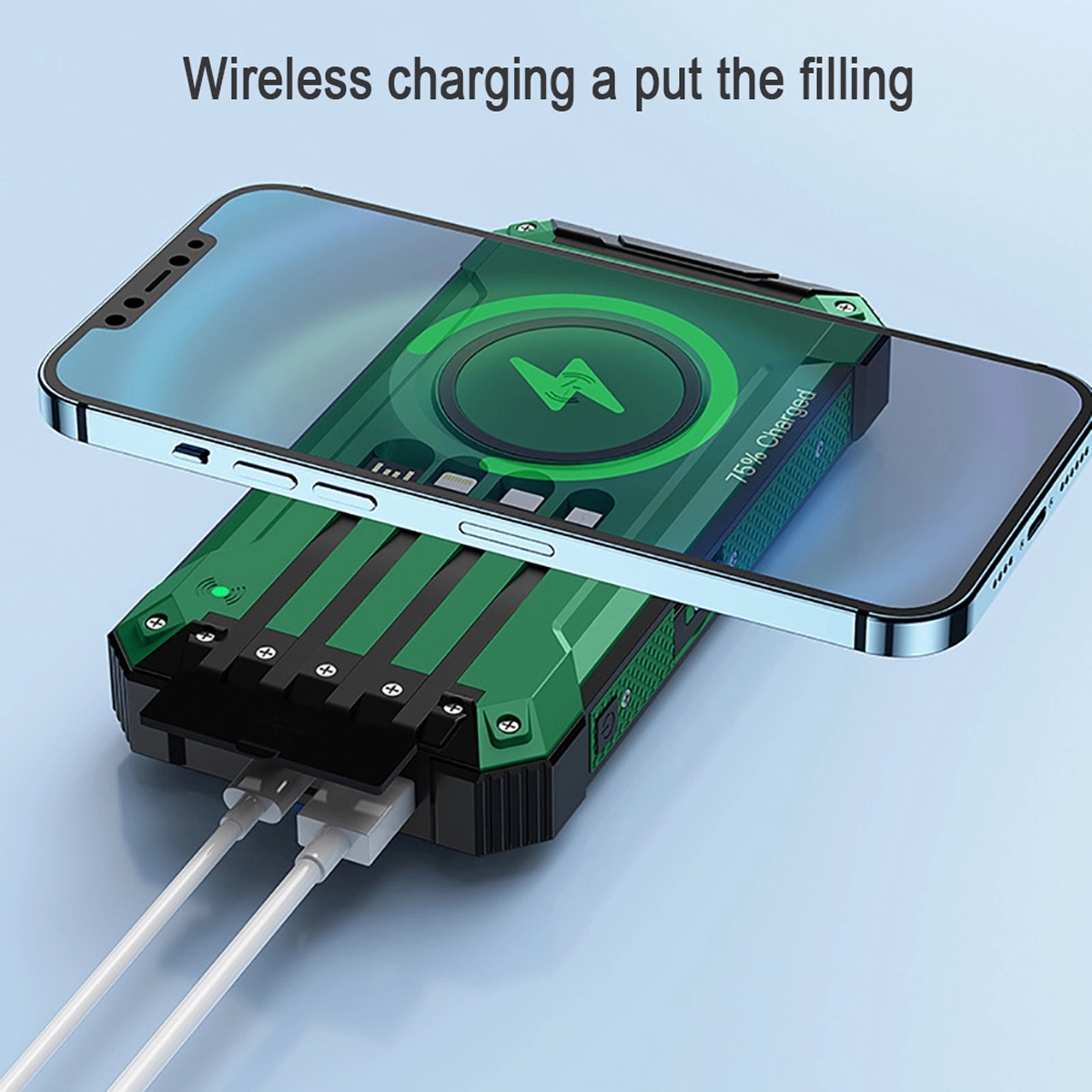 Solar Phone Charger 20000Mah Built-In Cables 6