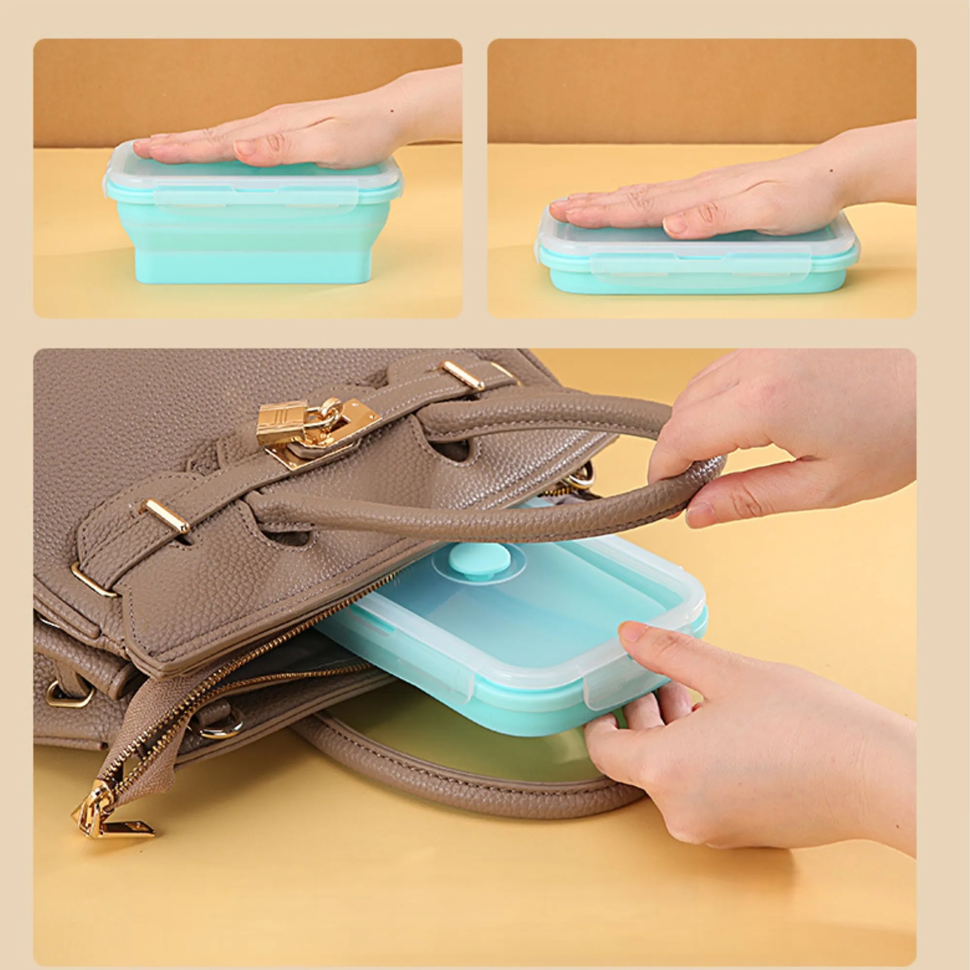 Silicone Lunch Box Collapsible Fridge Food Storage Container 5