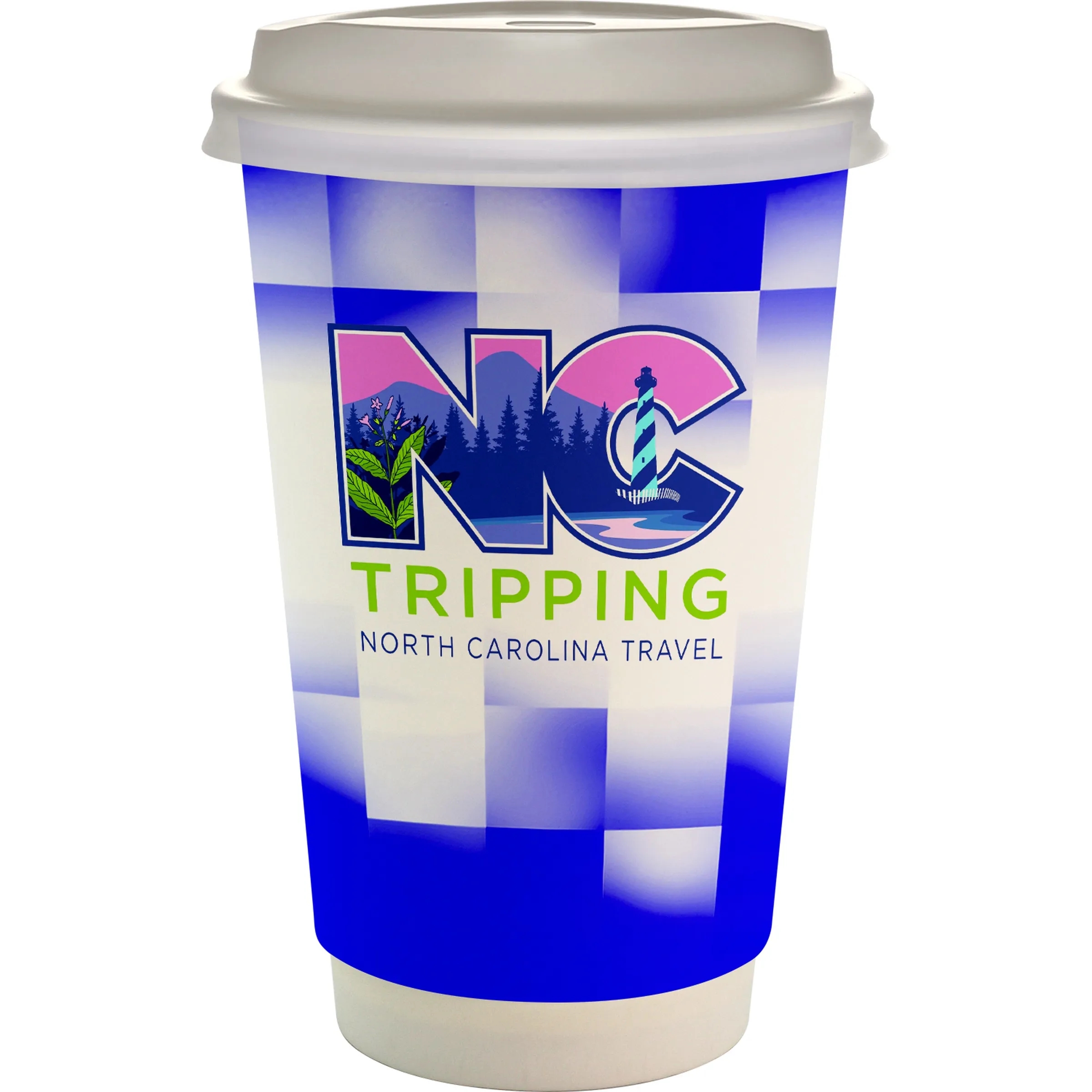 16 oz. Full Color Shaded Checkers Paper Cup With Lid 18