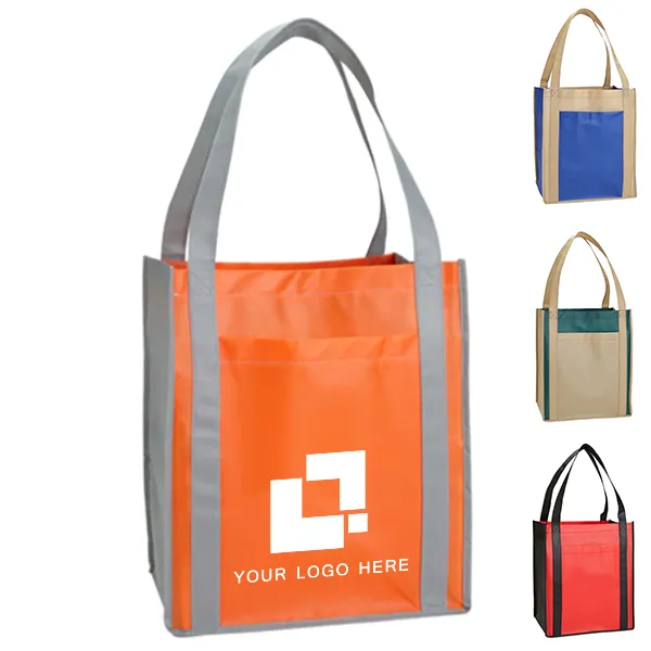 Large Non-woven Grocery Tote W/ pocket -15x13x10 2