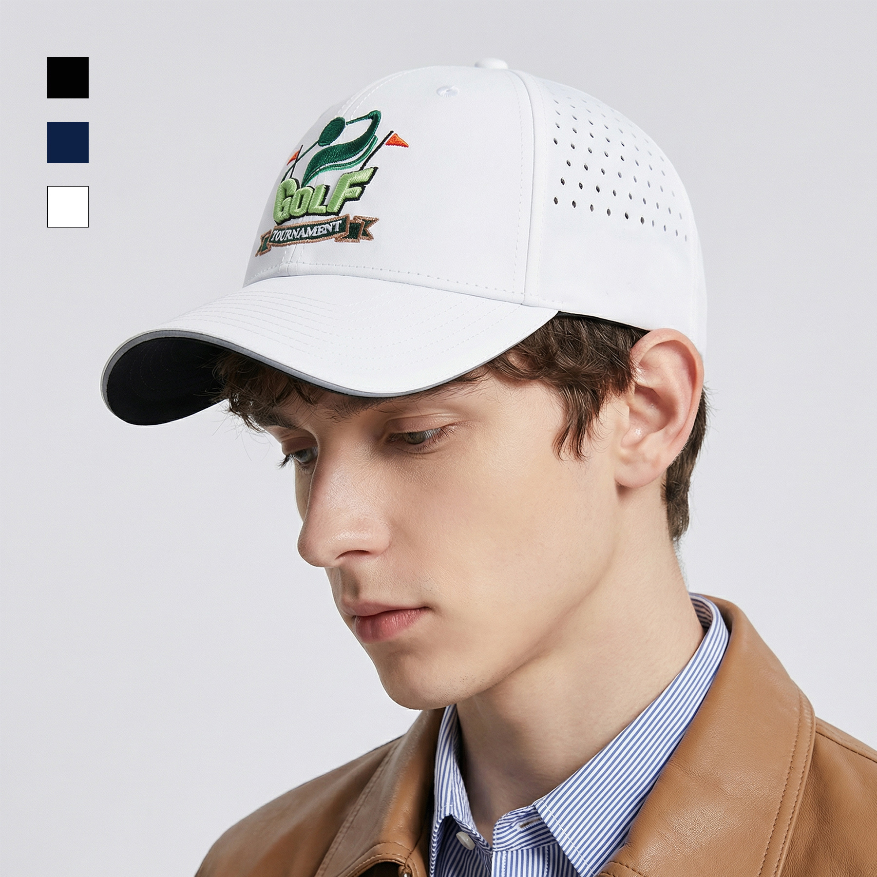6 Panel Structured Laser-Cut Mesh Golf Cap 6