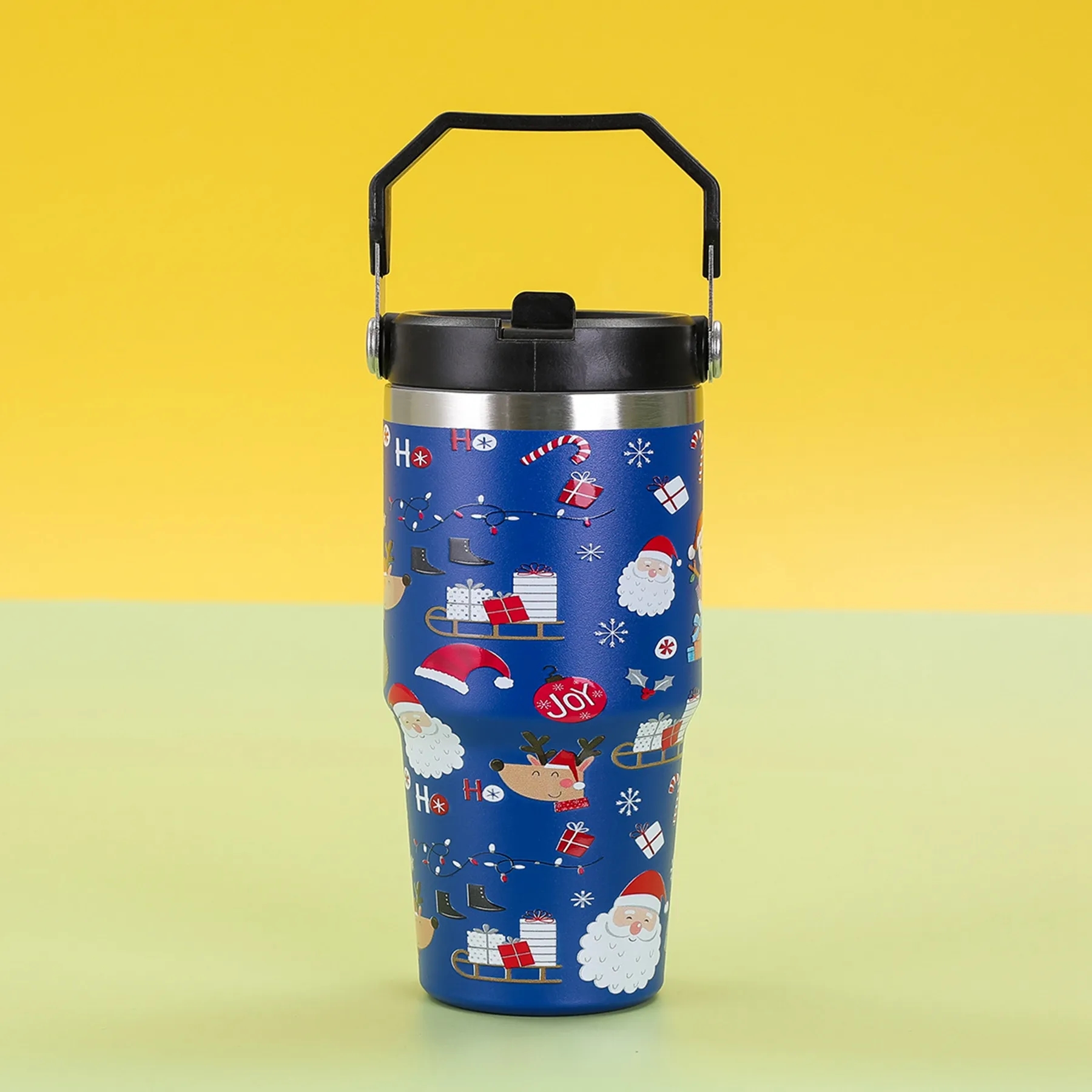 30 Oz. Custom Christmas Theme Vacuum Mug with Straw Lid 8