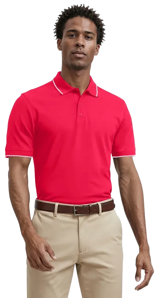 Men's Striped Trim Value Wicking Polo 11
