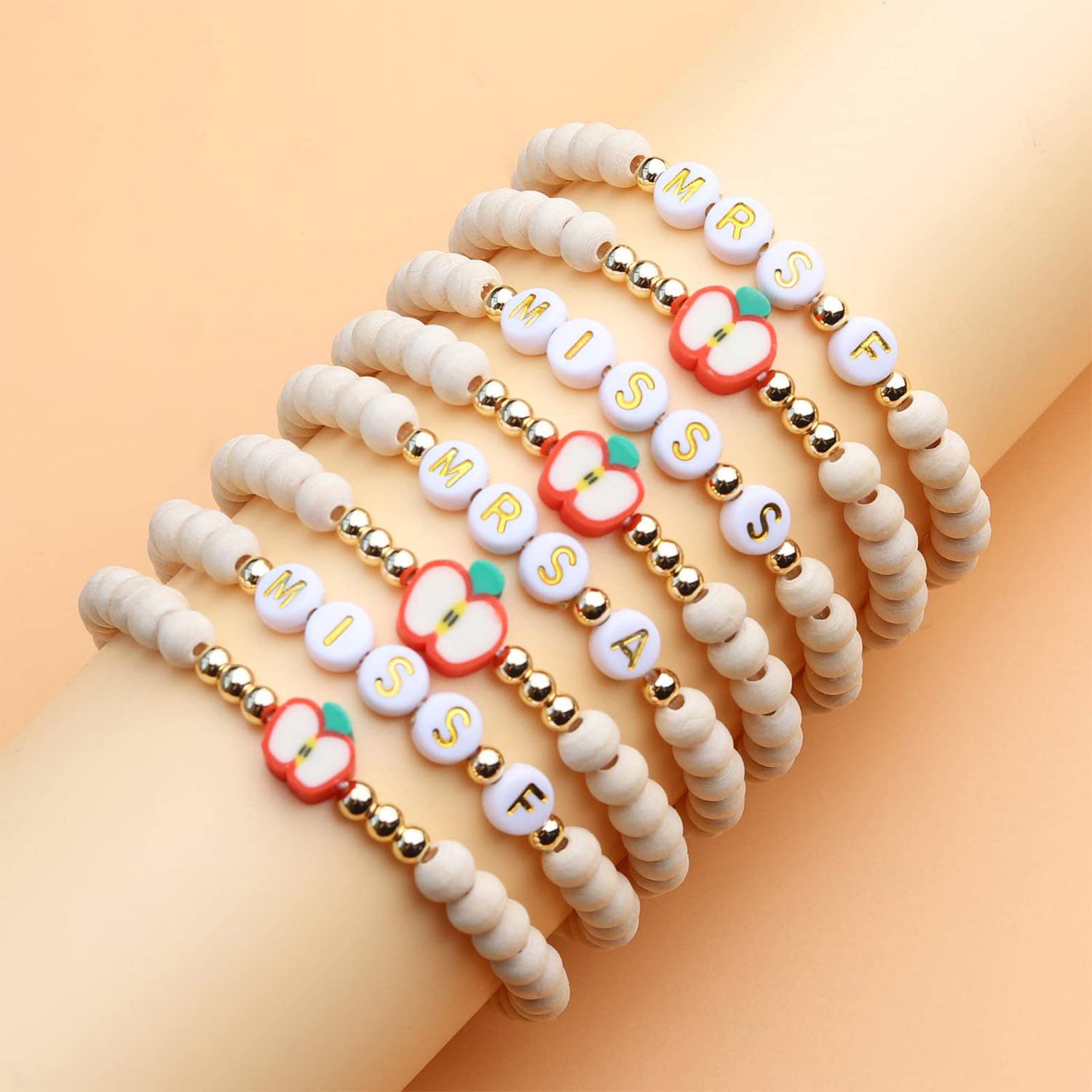 Custom Polymer Clay Teacher Bracelet Set 7