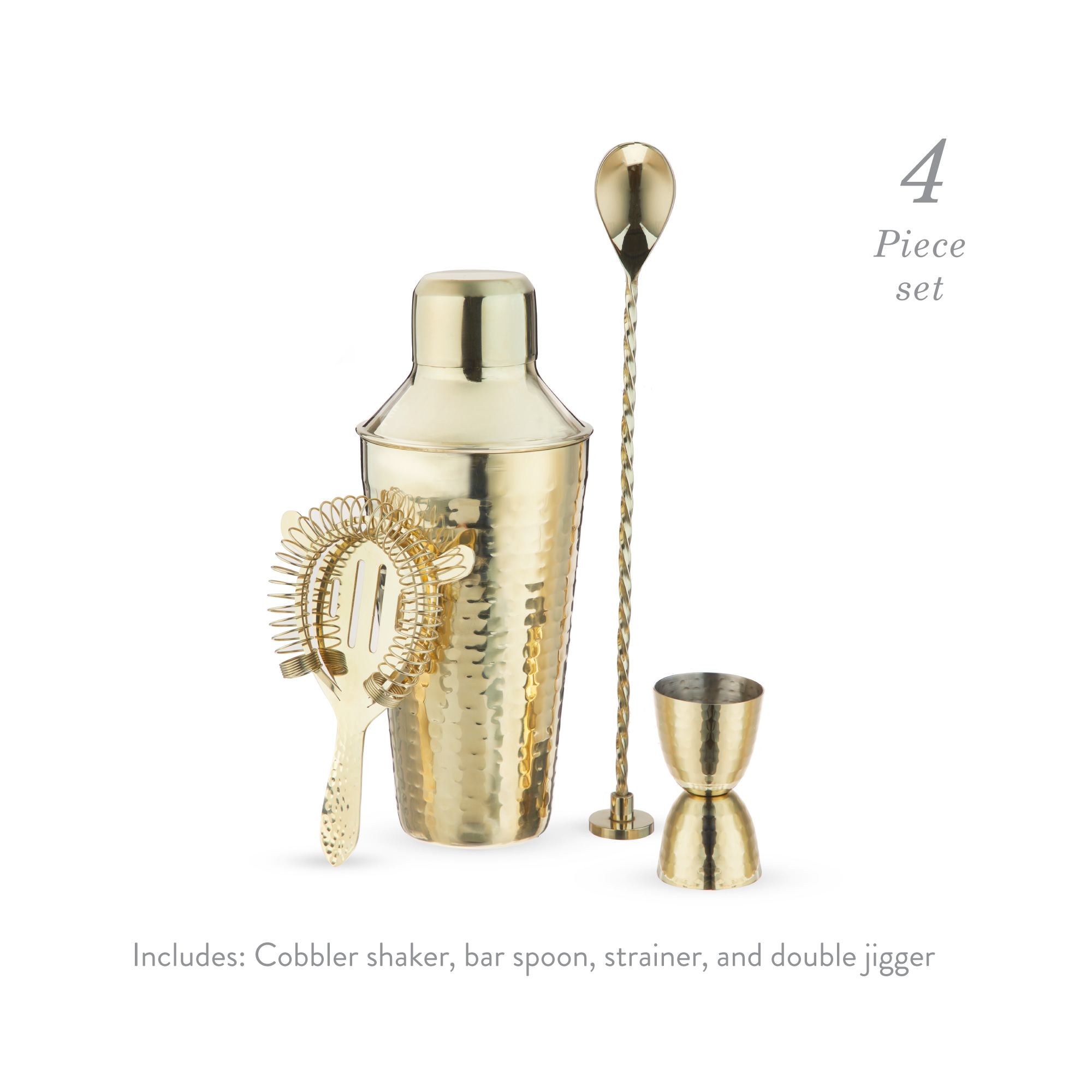 Twine Living® Gold Hammered Barware Set 4