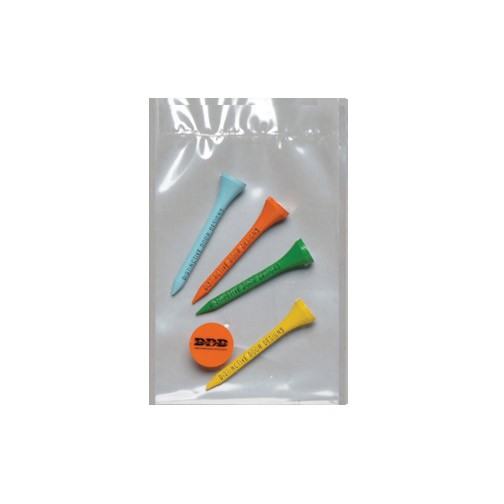 Value Poly Bag Pack w/ Four 2 1/8" Tees & 1 Marker 1