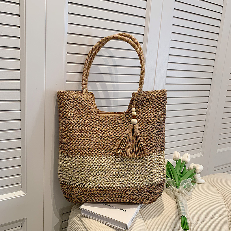 Jute Straw Bag Beach Woven Tote Large Rattan Shoulder Bag 2