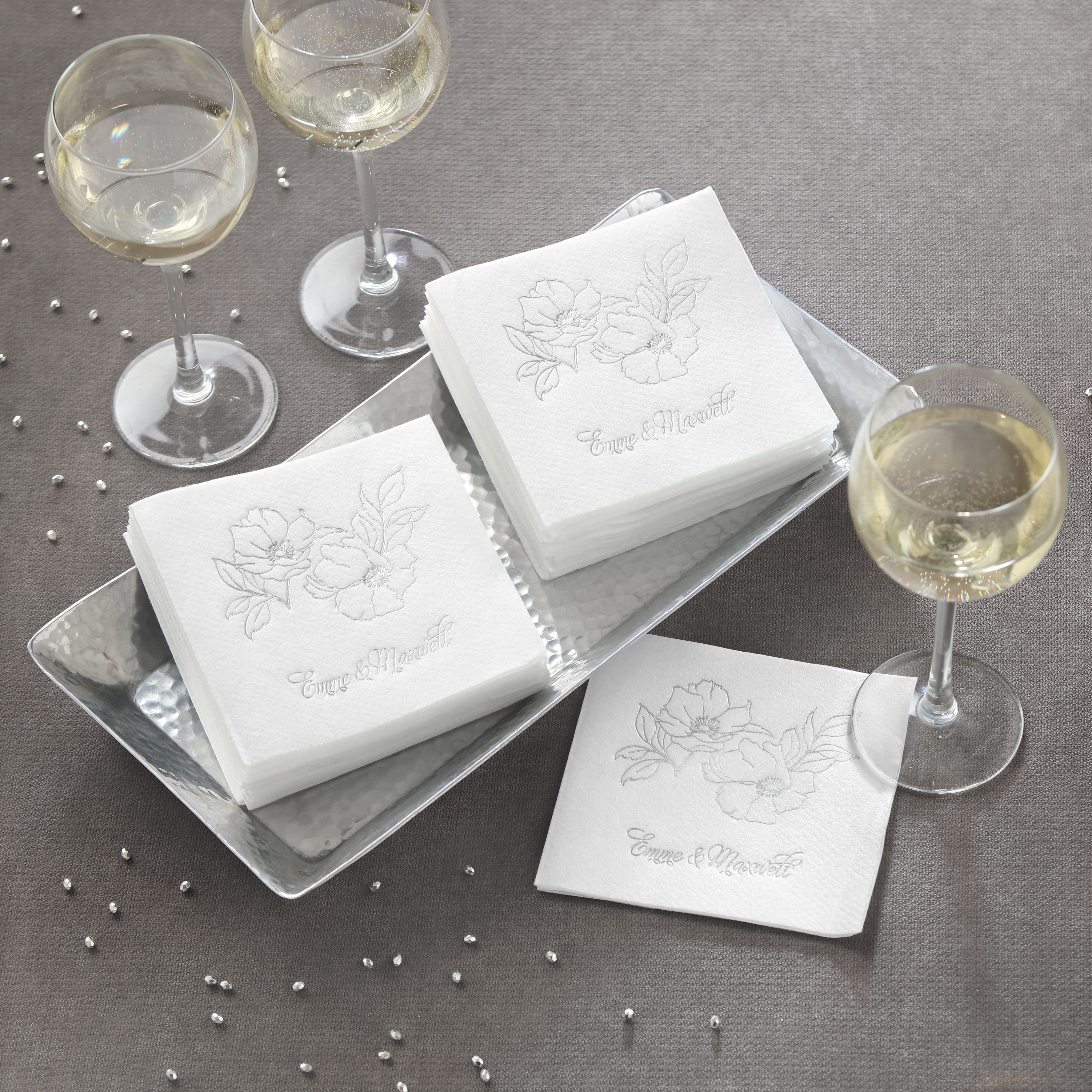 Floral Impressions Premium Beverage Napkin w/uncoined Edge (White) 3