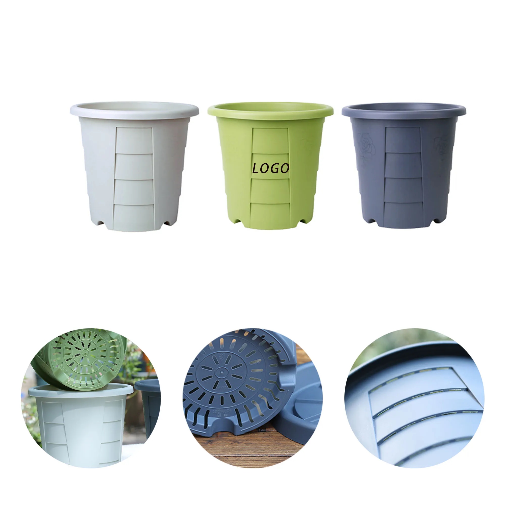 Plastic Flower Pot With Logo For Planting