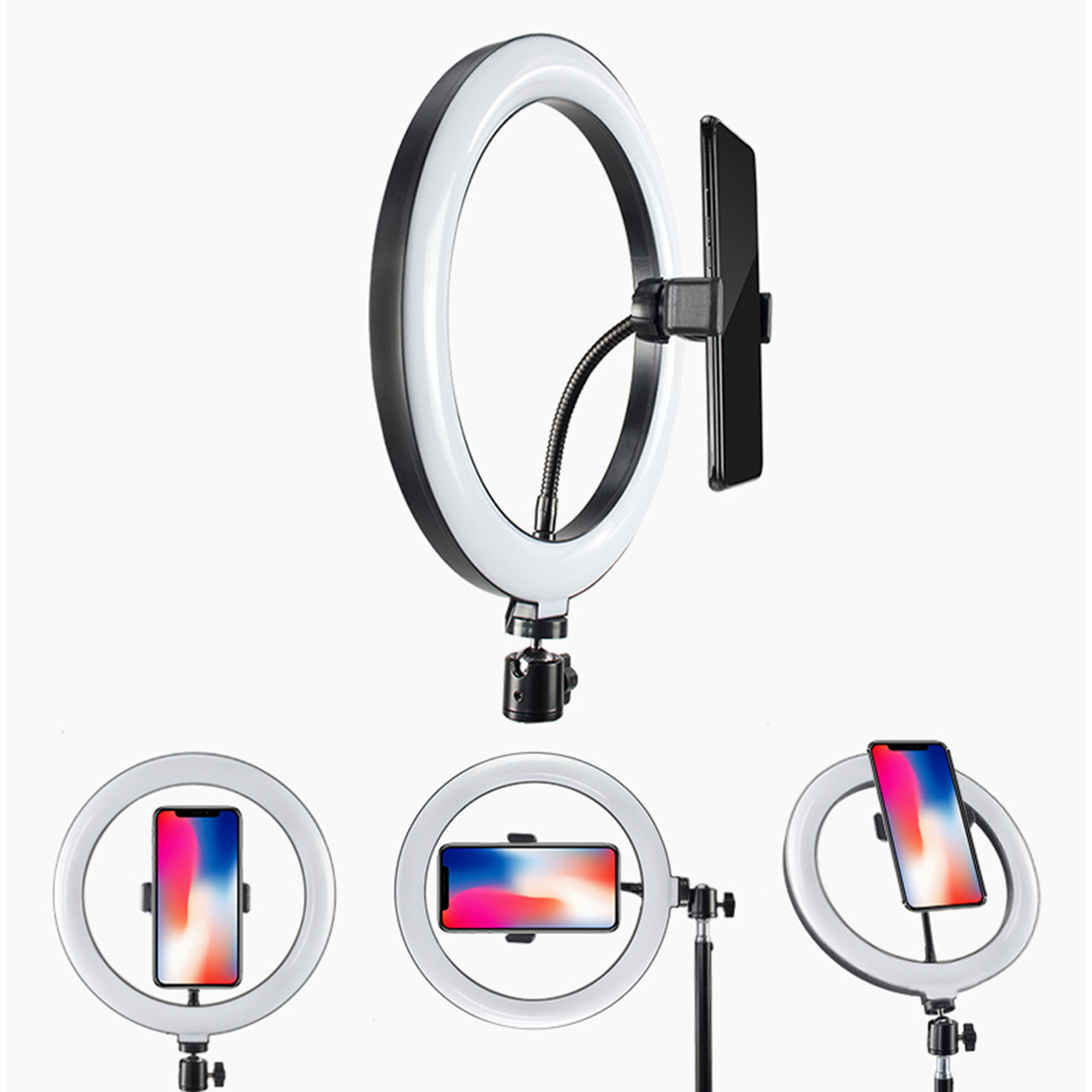 Ring Light with Live Stream Stand with 2Phone Holders 4
