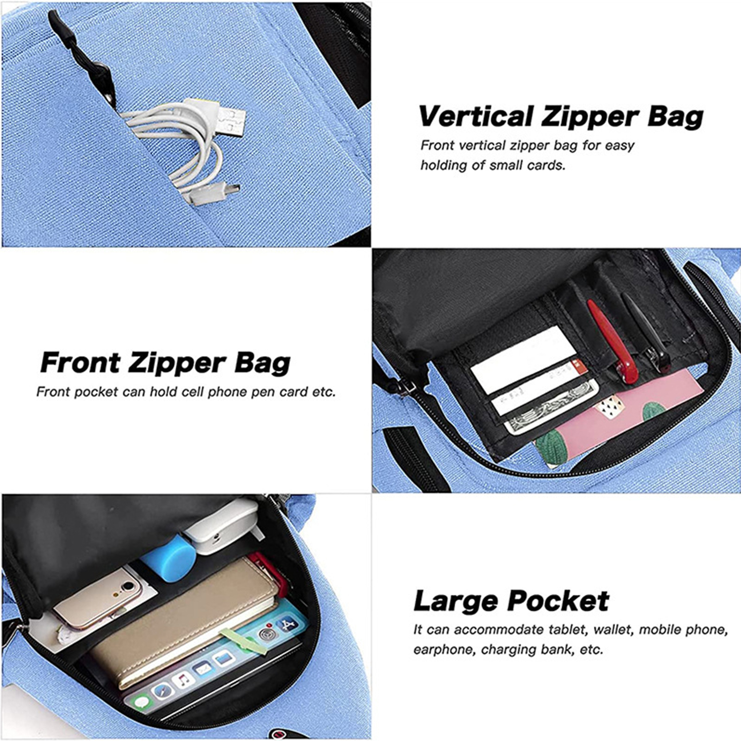 Sling Canvas Crossbody Hiking Bag with Anti-theft Pocket 2