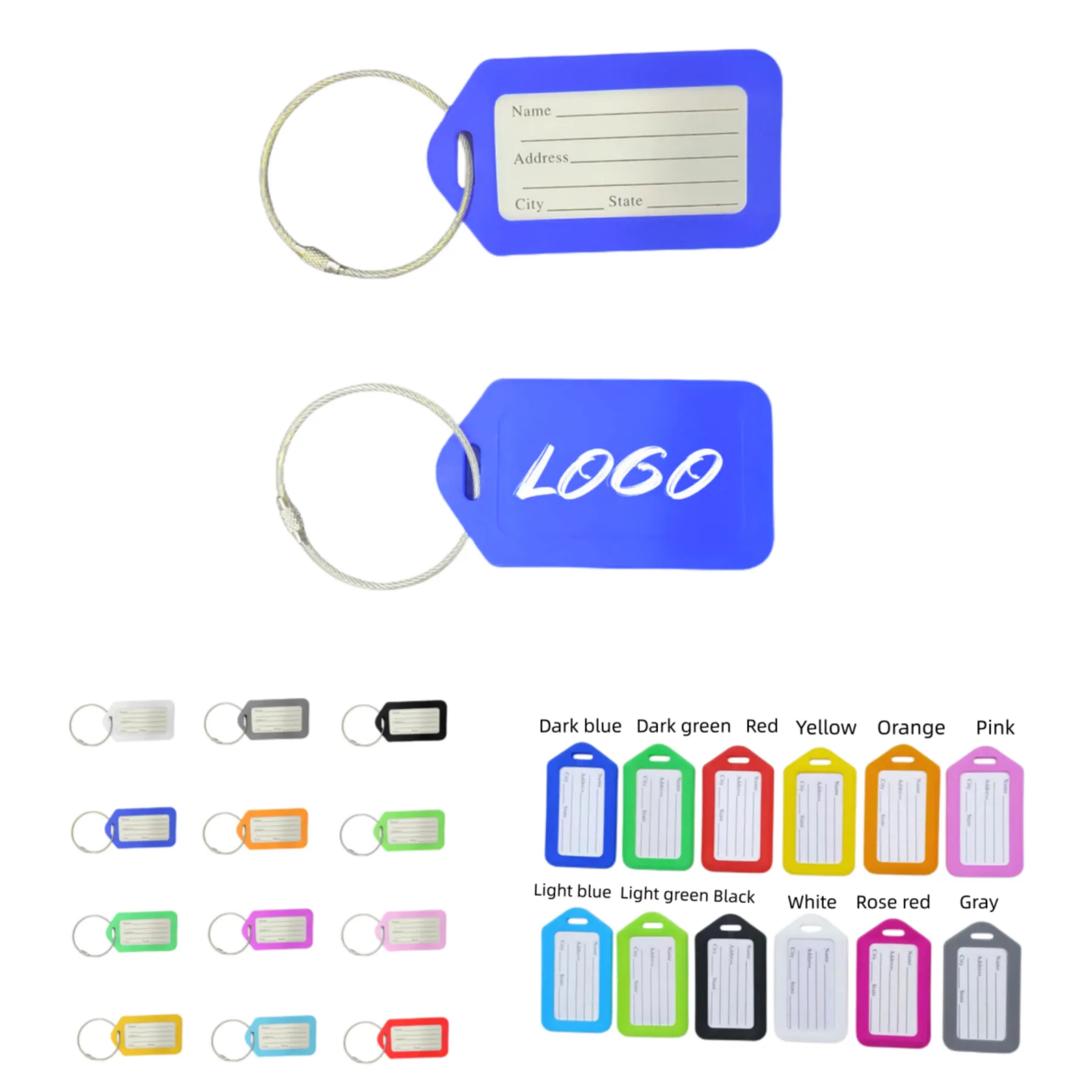 3.4 x 2 Inches Plastic Luggage Tags