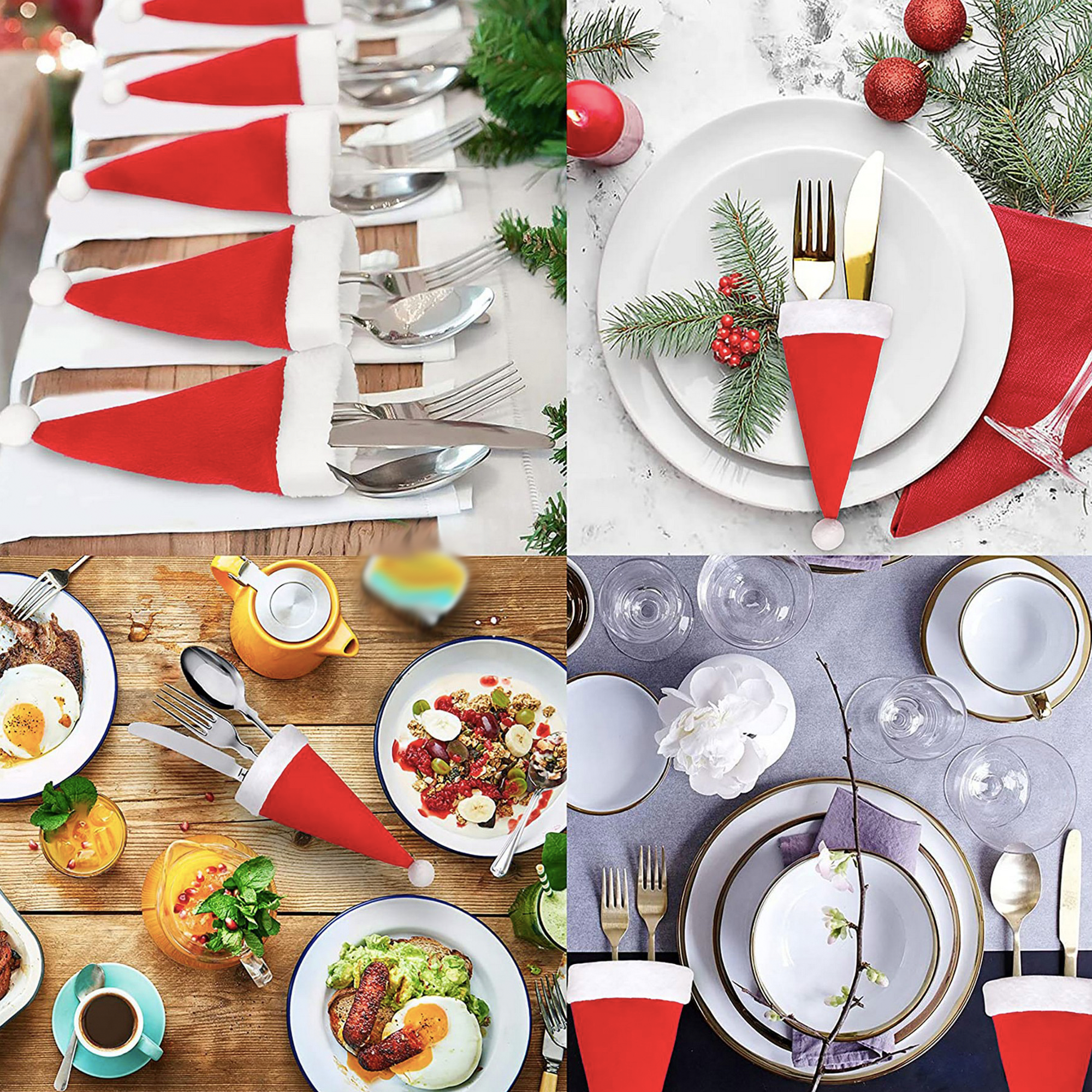 Mini Christmas Santa Hat Silverware Holders 2