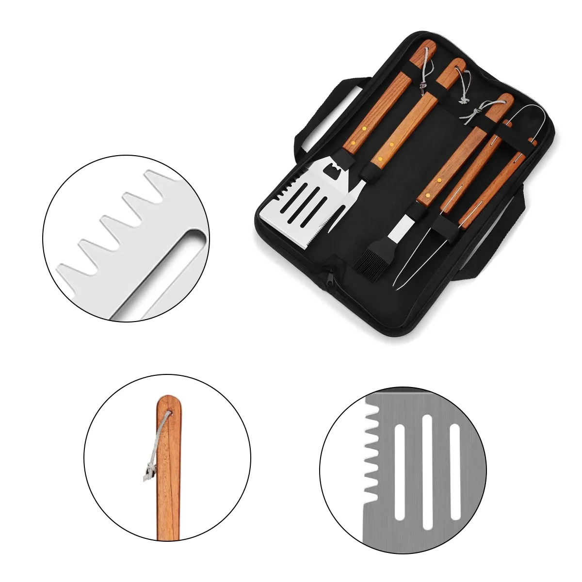 4 in 1 Portable BBQ Grilling Utensil Set with Case 6