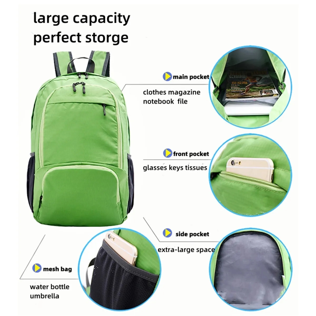 Foldable Backpack Ultralight Waterproof for Outdoor Spots 6