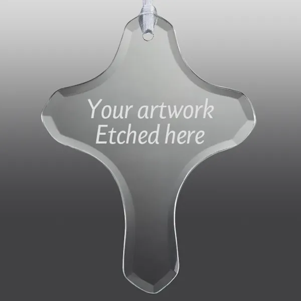 Blessing Cross Engraved Glass Ornament 1