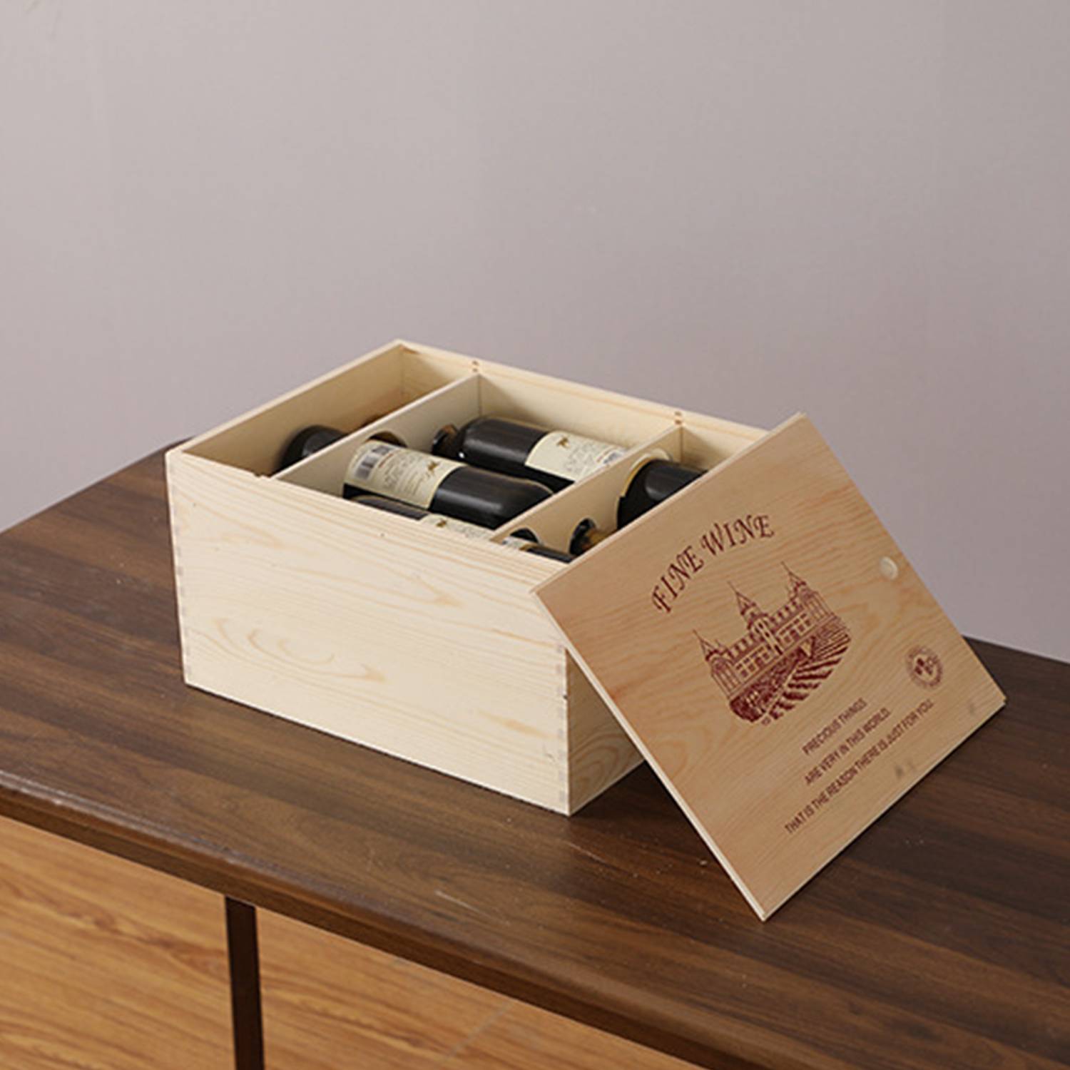 6-Bottle Wood Wine Box 4