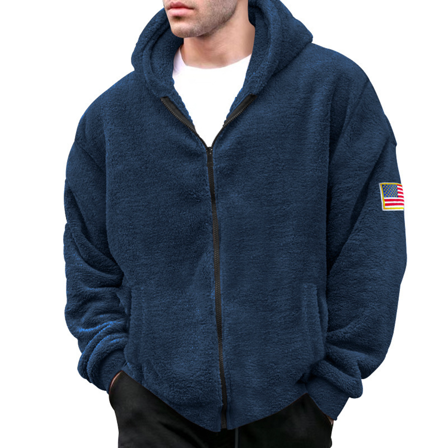 Men's Warm Zip Up Sherpa Fleece Thick Hooded Winter Jacket 7