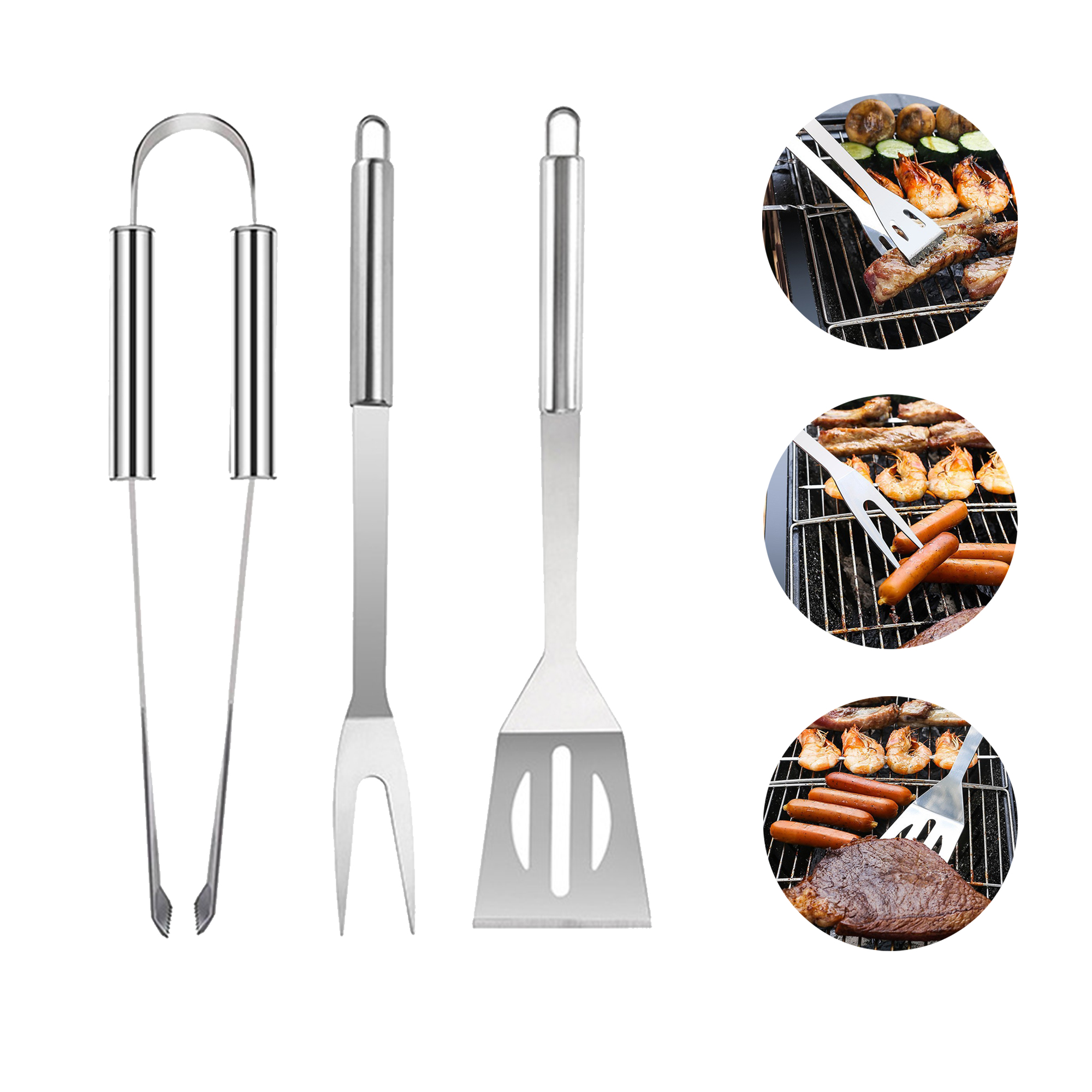 Three-Piece Stainless Steel BBQ Tool Set 3