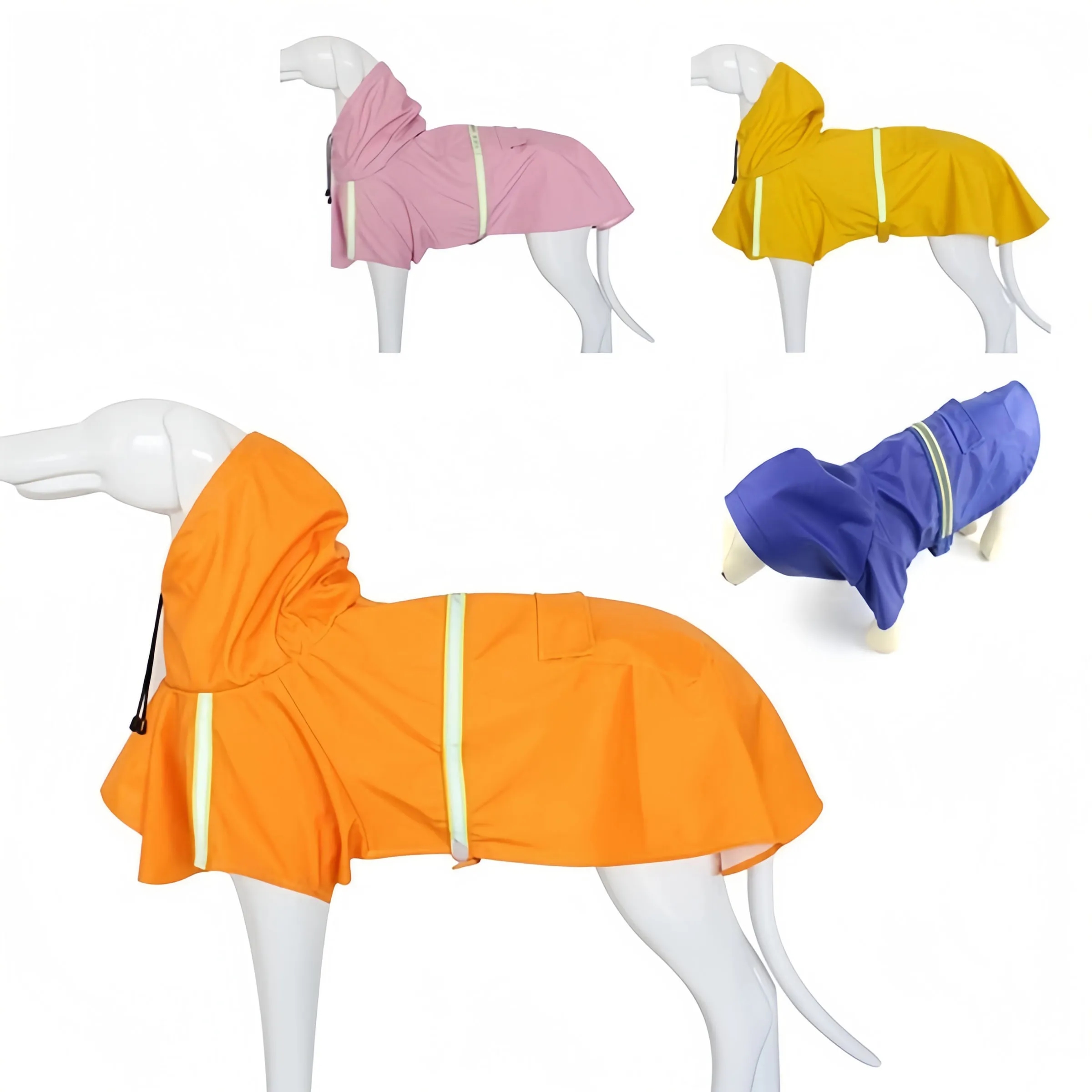 Polyurethane Pet Waterproof Reflective Hooded Raincoat 3