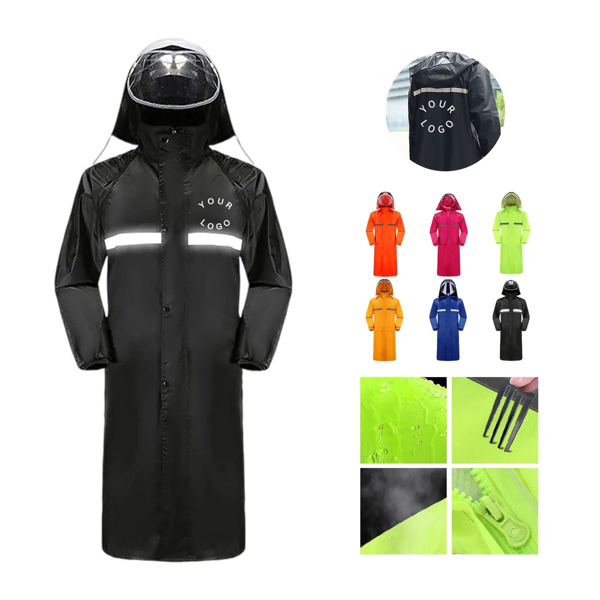 Oxford Fabric Waterproof Long Raincoat 9