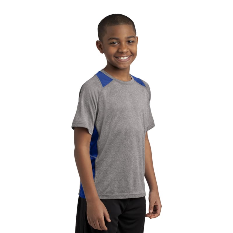 Sport-Tek Youth Heather Colorblock Contender Tee. 53