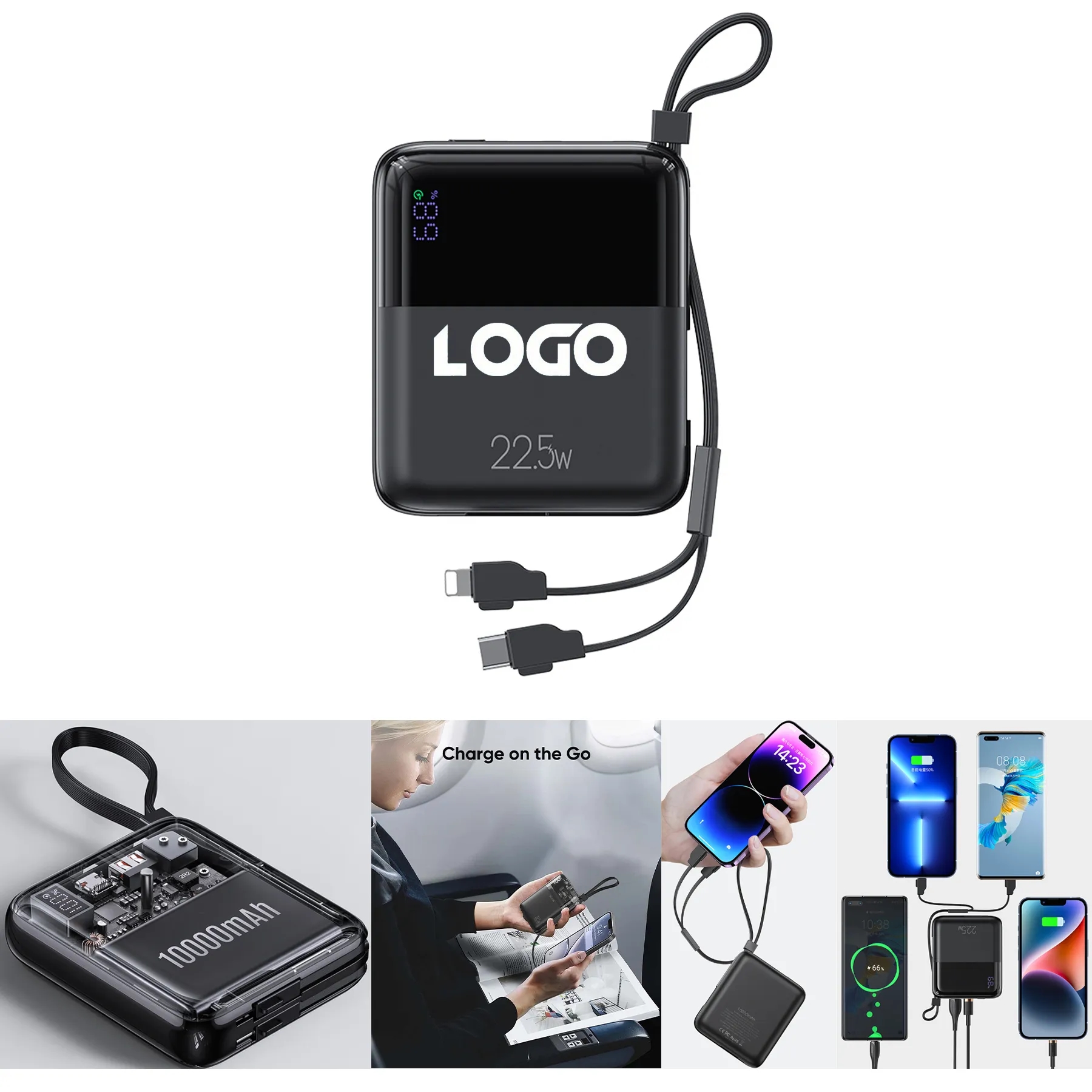 22.5w 10000mAh Portable Charger with Built-in Cable 2
