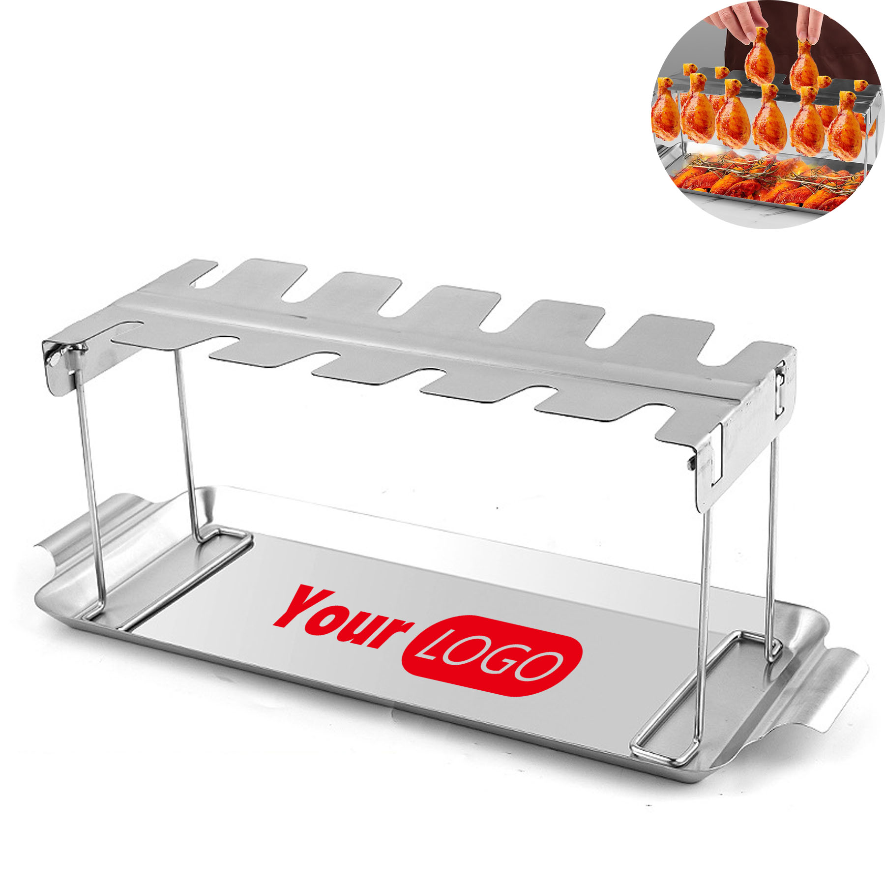 Stainless Steel Folding Roasted Chicken Leg Rack 4